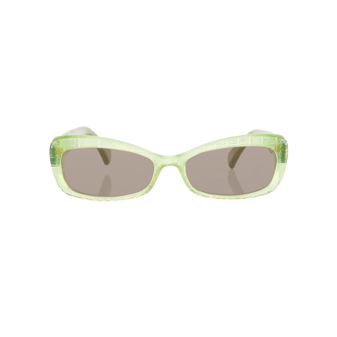 Alexander McQueen ’00s Transparent Green Cat Eye Sunglasses with Brown Lenses - Image 2