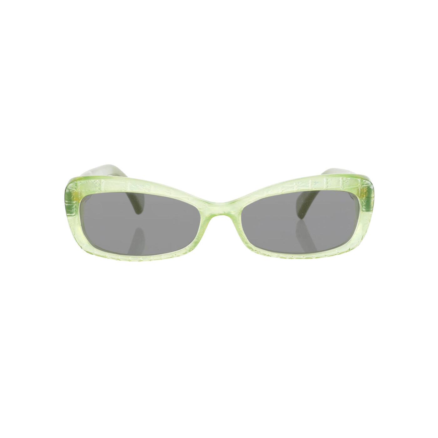 Alexander McQueen ’00s Transparent Green Cat Eye Sunglasses with Black Lenses - Image 2