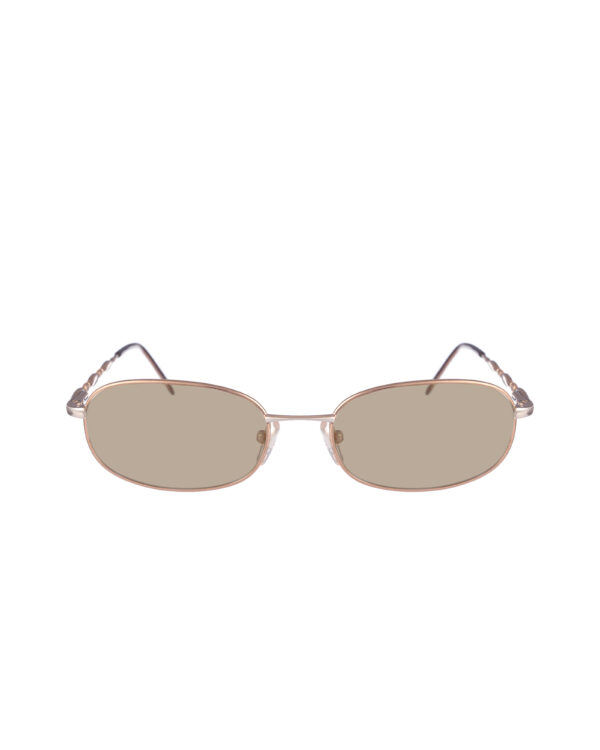 Valentino '00s Gold Oval Details Sunglasses with Brown Lenses - Image 2