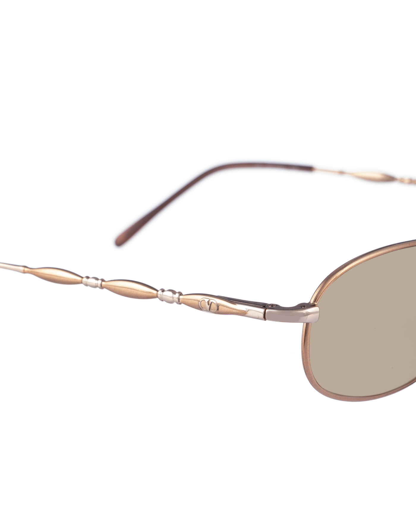 Valentino '00s Gold Oval Details Sunglasses with Brown Lenses - Image 3