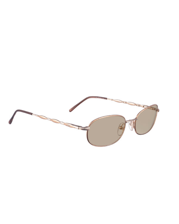 Valentino '00s Gold Oval Details Sunglasses with Brown Lenses