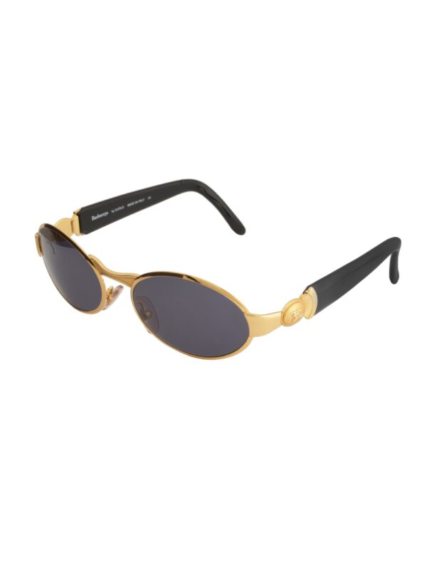 Burberry's '90s Gold Black Oval Sunglasses
