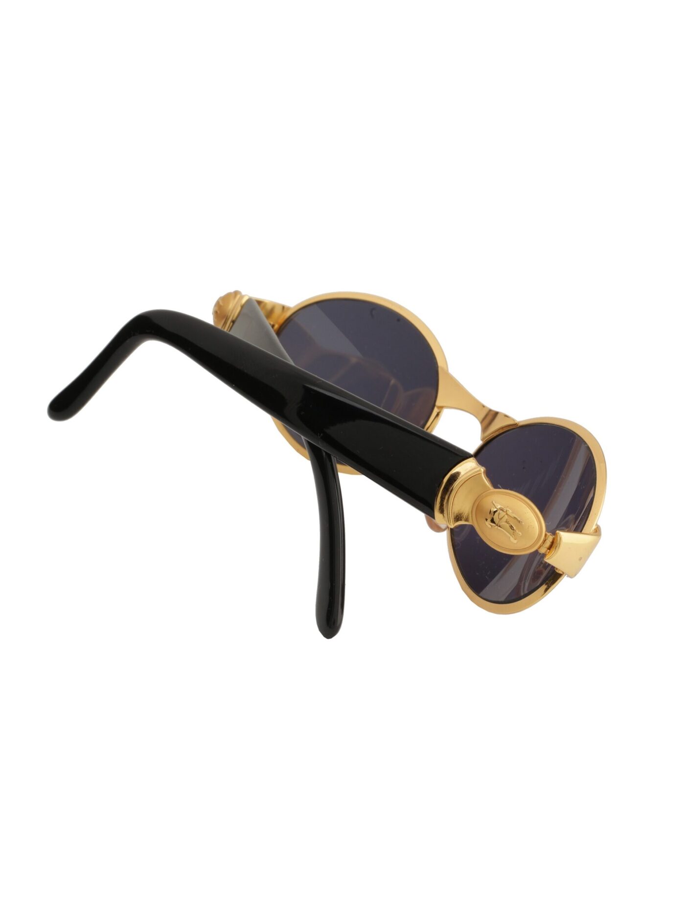 Burberry's '90s Gold Black Oval Sunglasses - Image 3