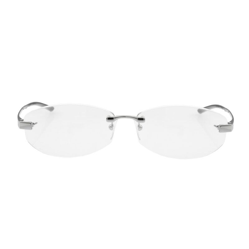 Yves Saint Laurent '90s Rimless Silver Round Frame Glasses