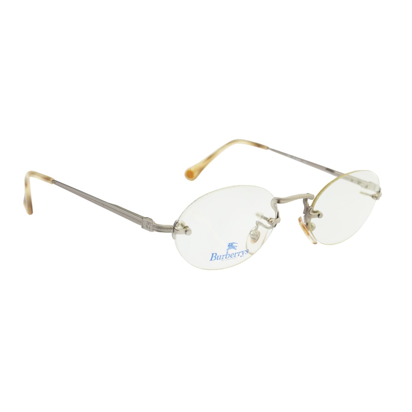 Burberry '90s Rimless Silver Oval Frame Glasses - Image 3