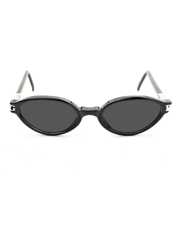Gianfranco Ferre ’90s Black & Silver Signature Sunglasses with Black Lenses