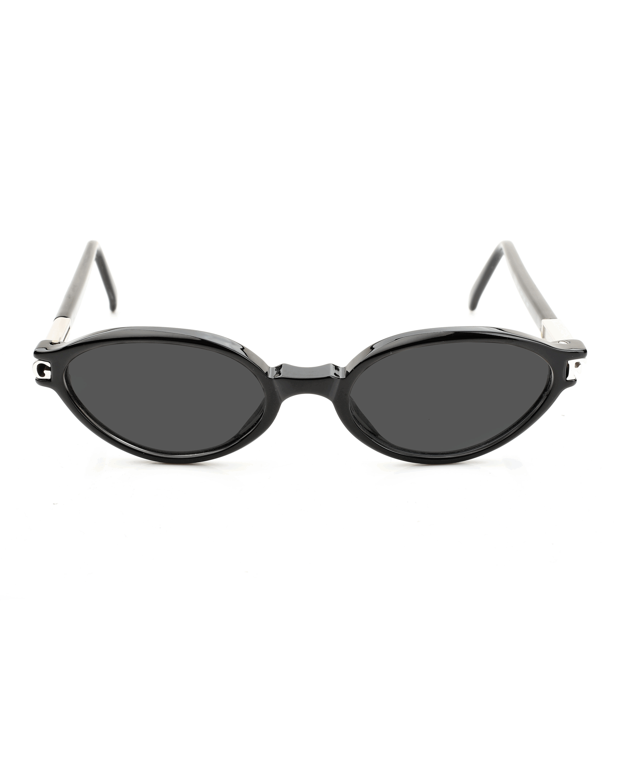 2_1 Gianfranco Ferre ’90s Black & Silver Signature Sunglasses with Black Lenses - Image 1