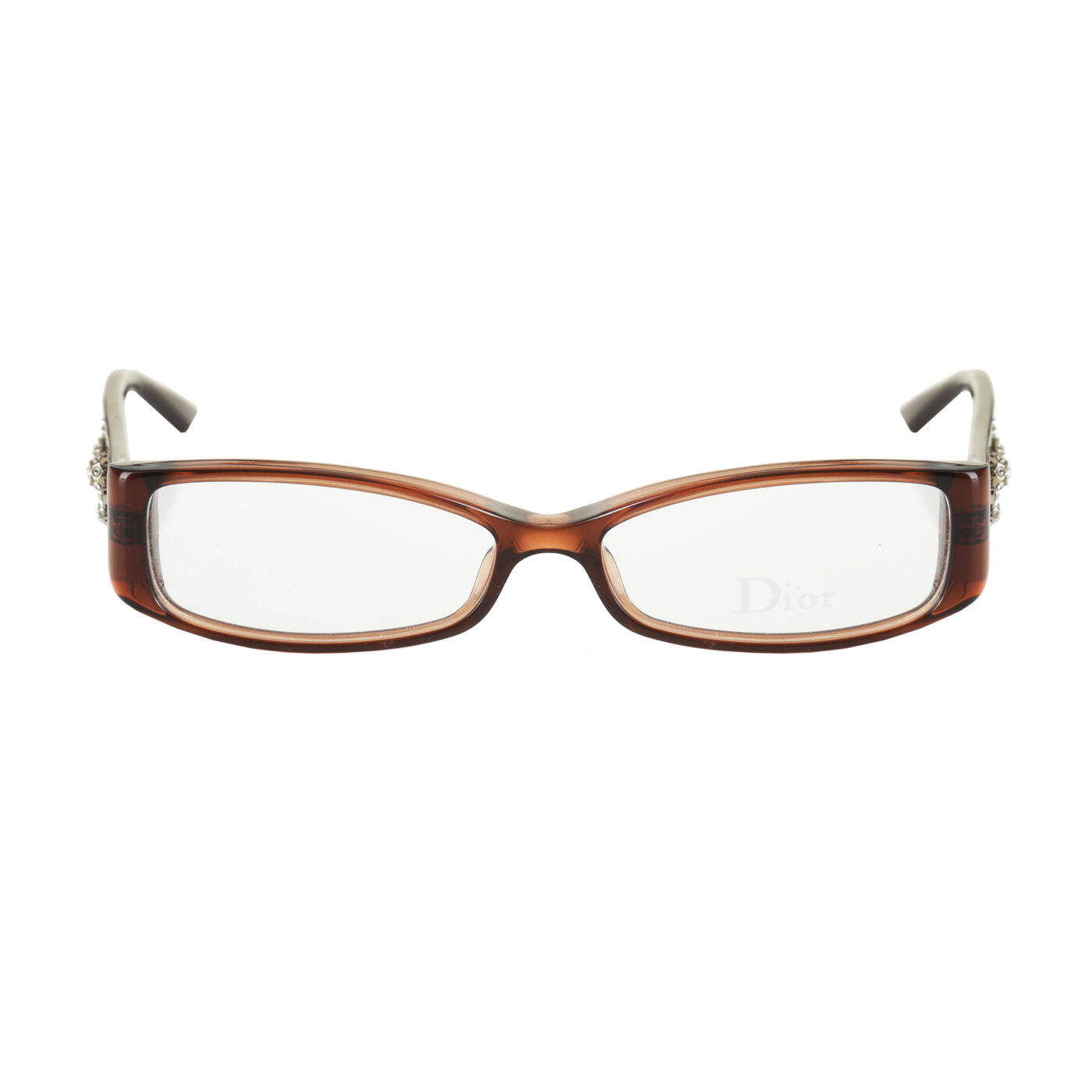 Christian Dior SS2008 Crystal Flowers Plastic Brown Glasses - Image 3