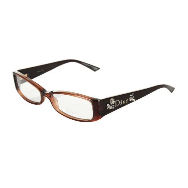 Christian Dior SS2008 Crystal Flowers Plastic Brown Glasses