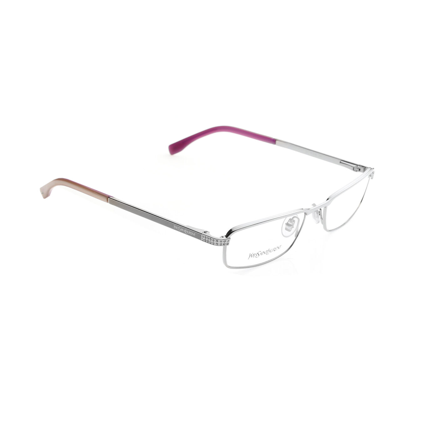 Yves Saint Laurent '90s Silver & Purple Crystals Glasses - Image 2