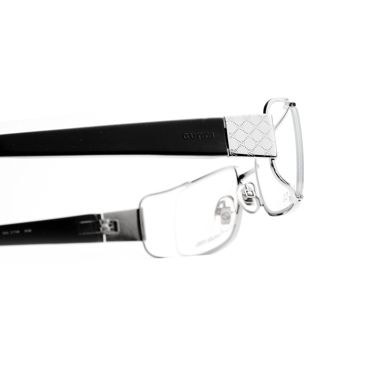 Gucci '00s Black & Silver Monogram Rectangular Glasses - Image 2