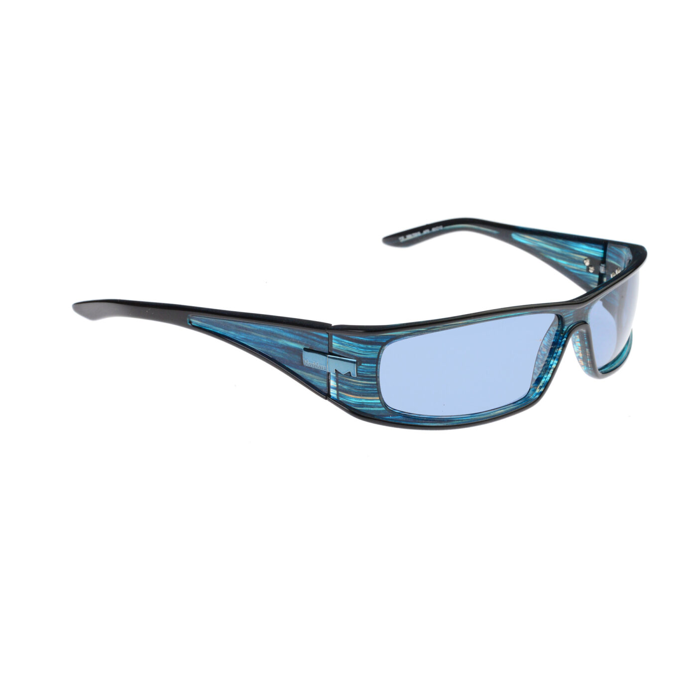 Max Mara 00's Blue Glitter Rectangular Plastic Sunglasses - Image 2