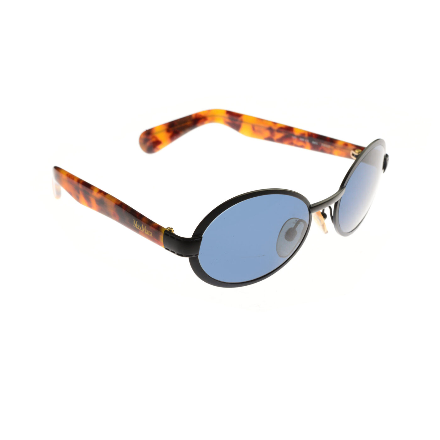 Max Mara 90's Black & Havana Brown Oval Frame Sunglasses - Image 2
