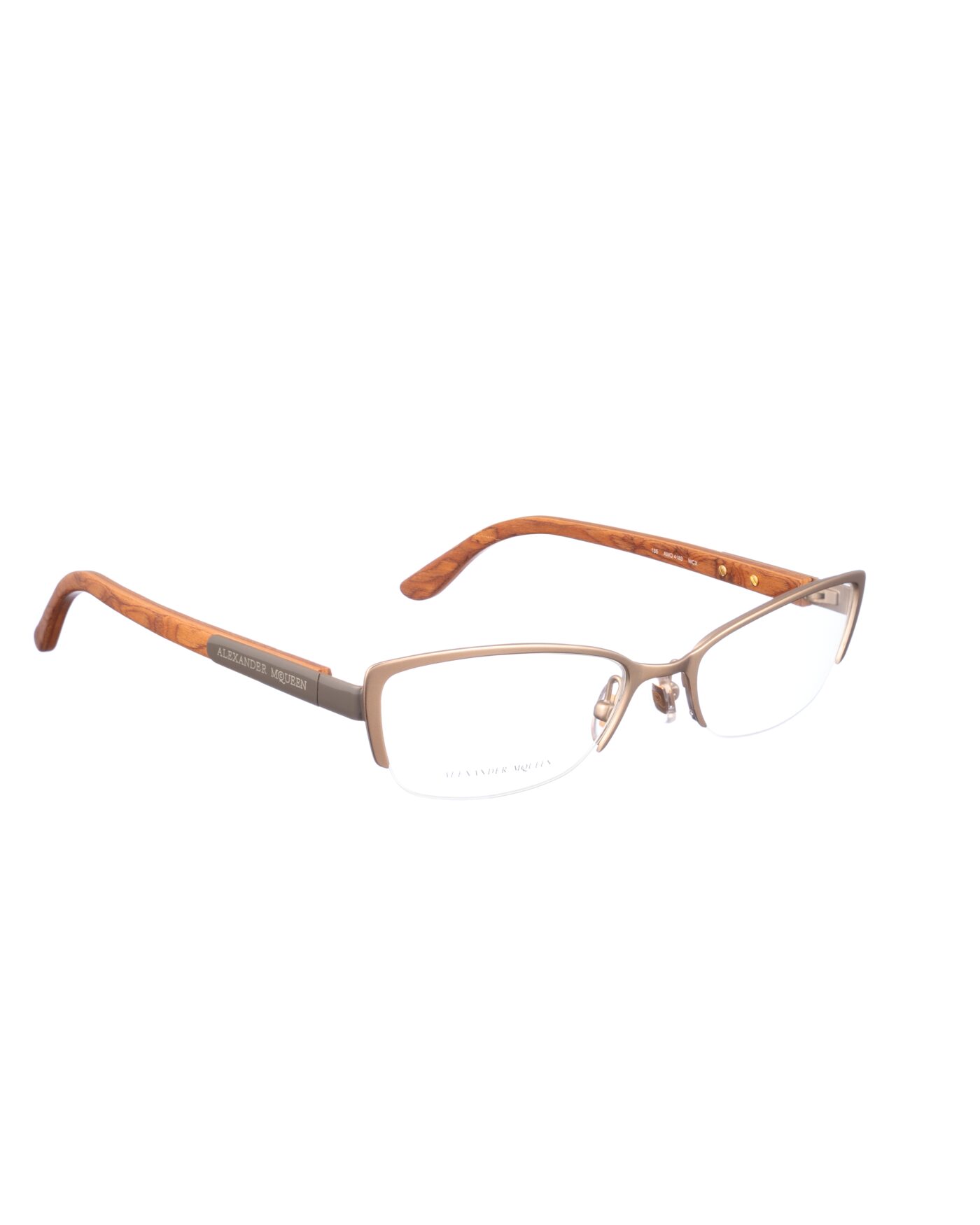 Alexander McQueen 90s Wooden Matte Gold Glasses - Image 2