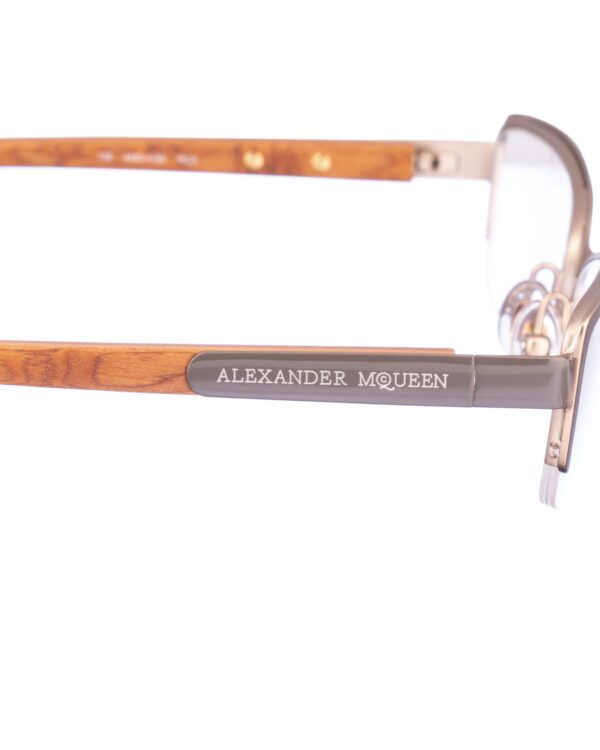 Alexander McQueen 90s Wooden Matte Gold Glasses - Image 3