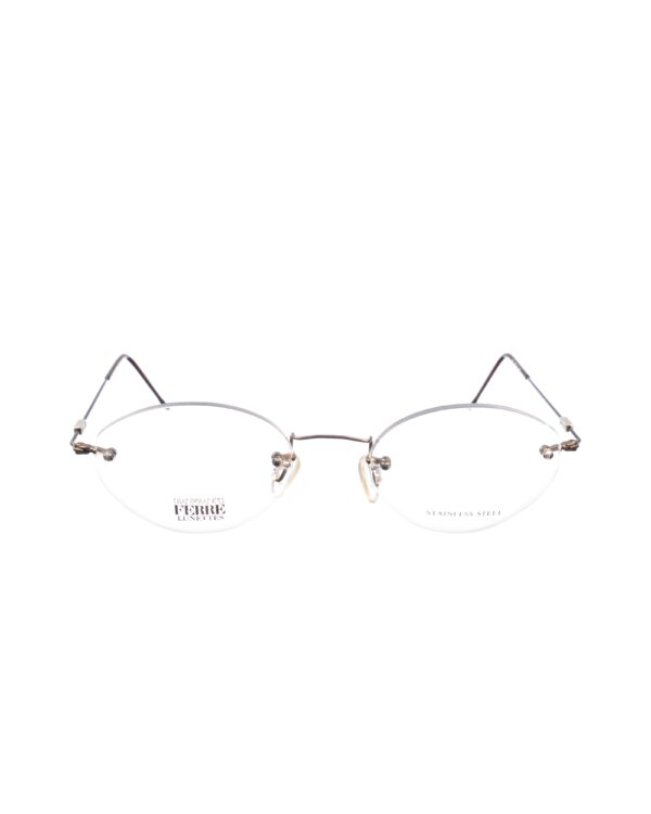 Gianfranco Ferre 00s Oval Brown Rimless Glasses