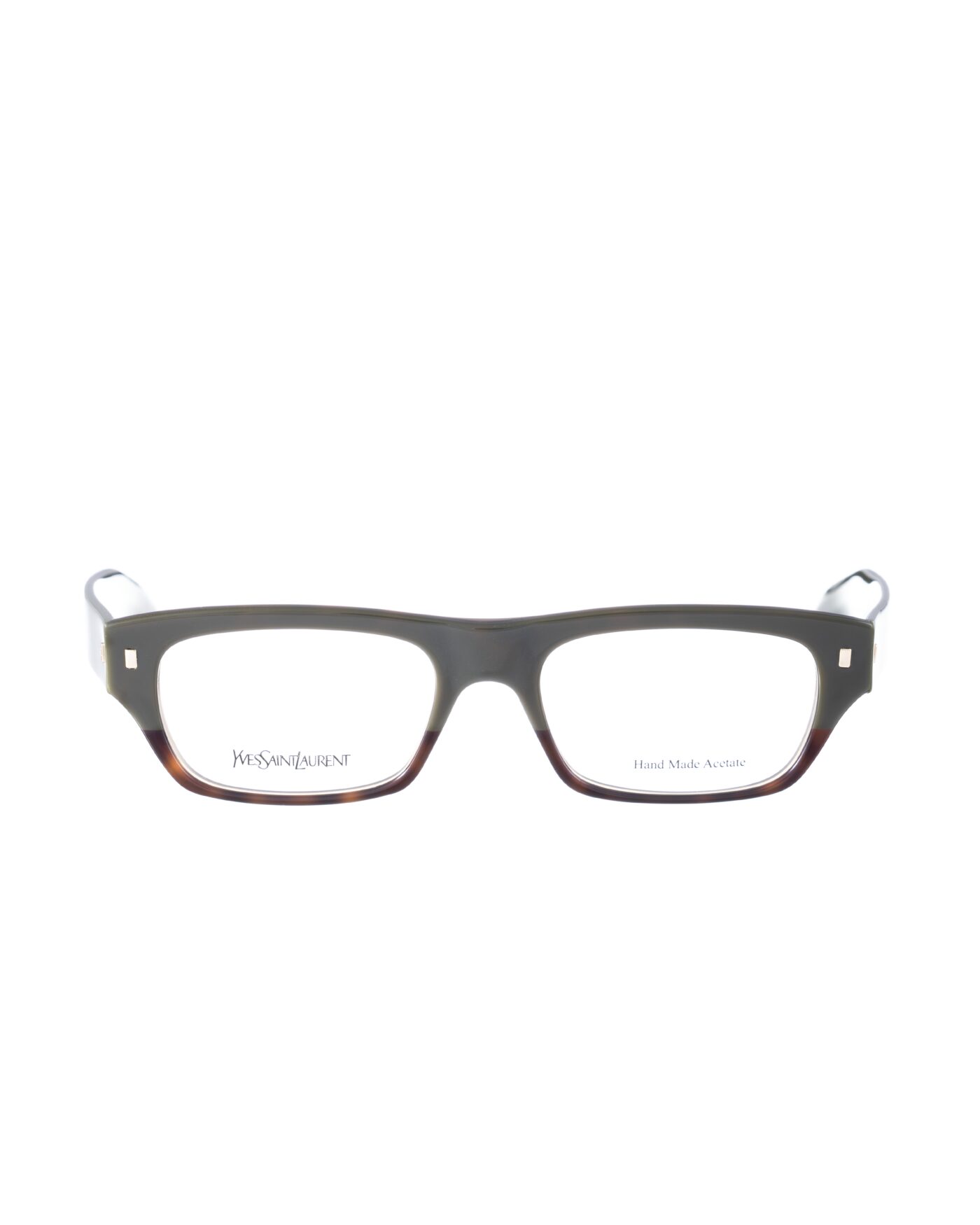 Yves Saint Laurent 00s Half Brown Havana and Green Glasses - Image 2