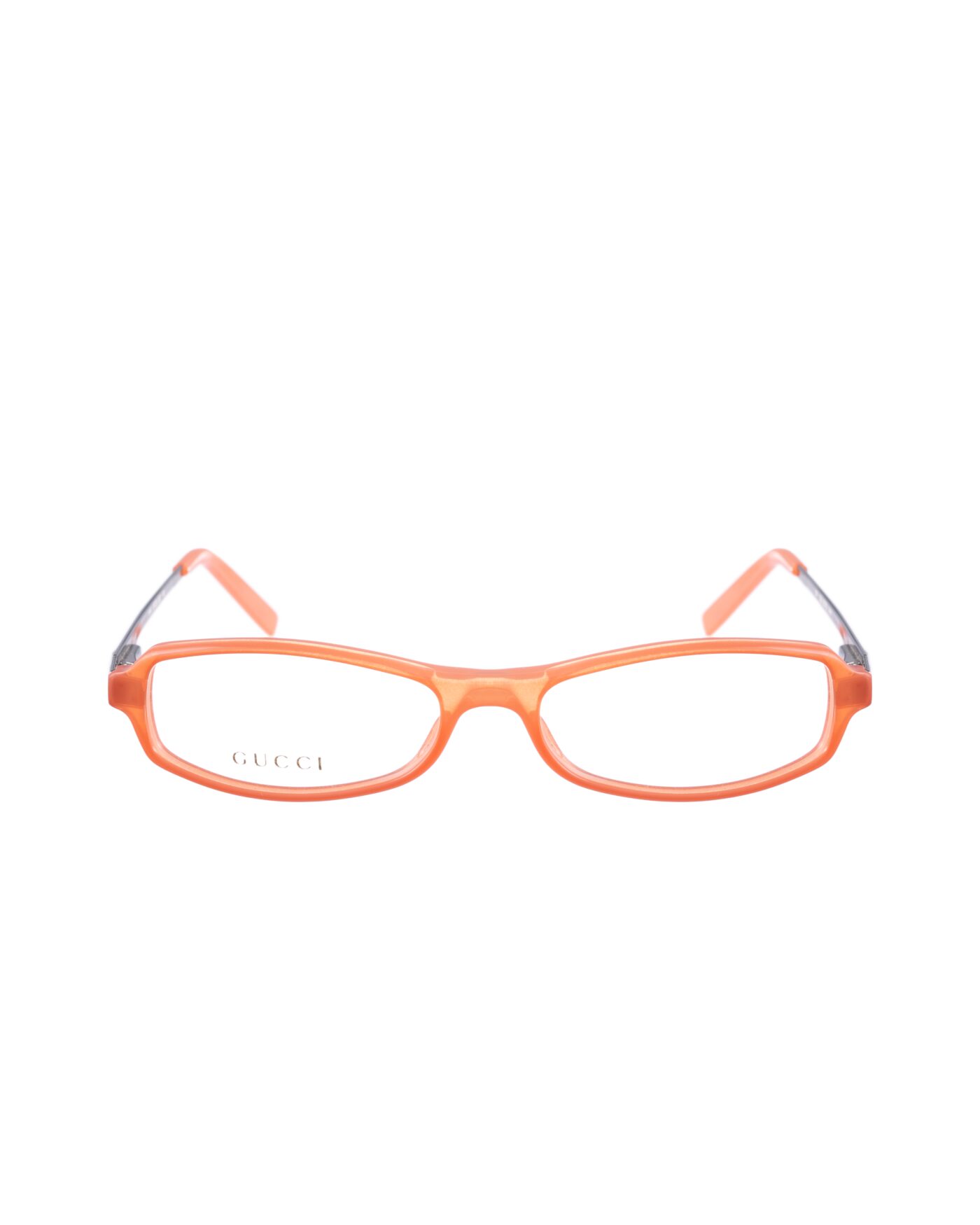 Gucci 00s Transparent Orange Plastic Glasses - Image 2
