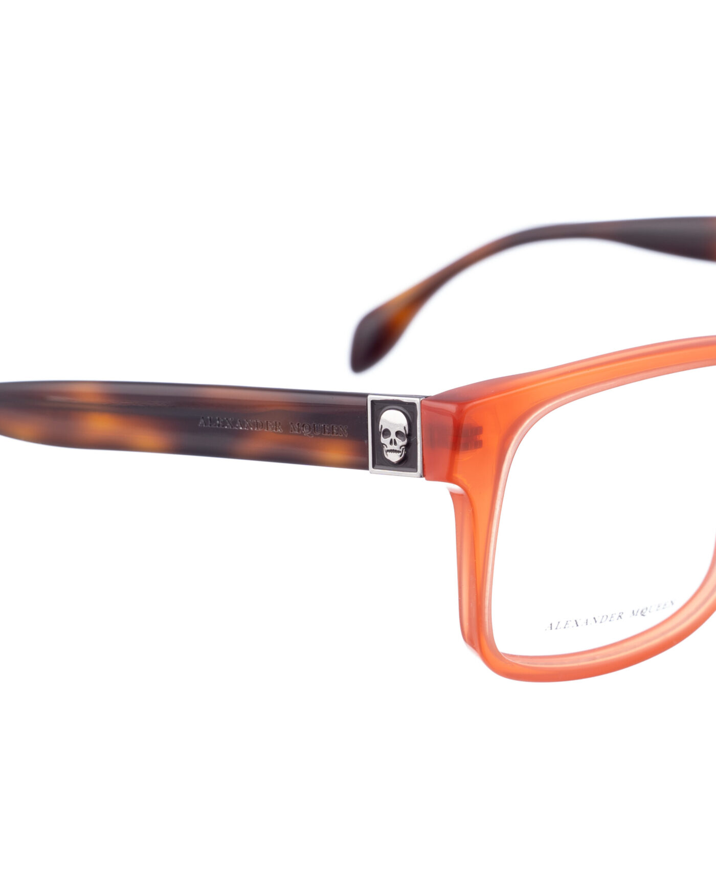 Alexander McQueen 00s Bold Nerdy Havana and Orange Glasses - Image 3