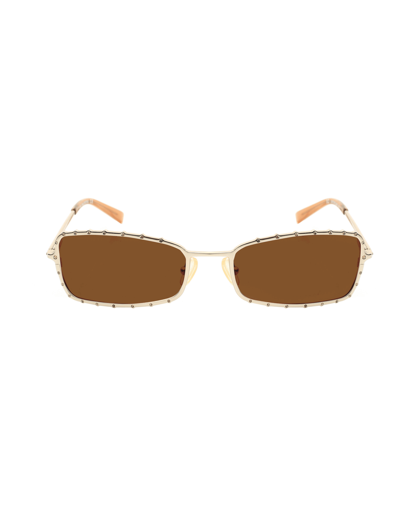 Valentino ’90s White Gold Raw Crystals Metal Sunglasses with Brown Lenses - Image 3