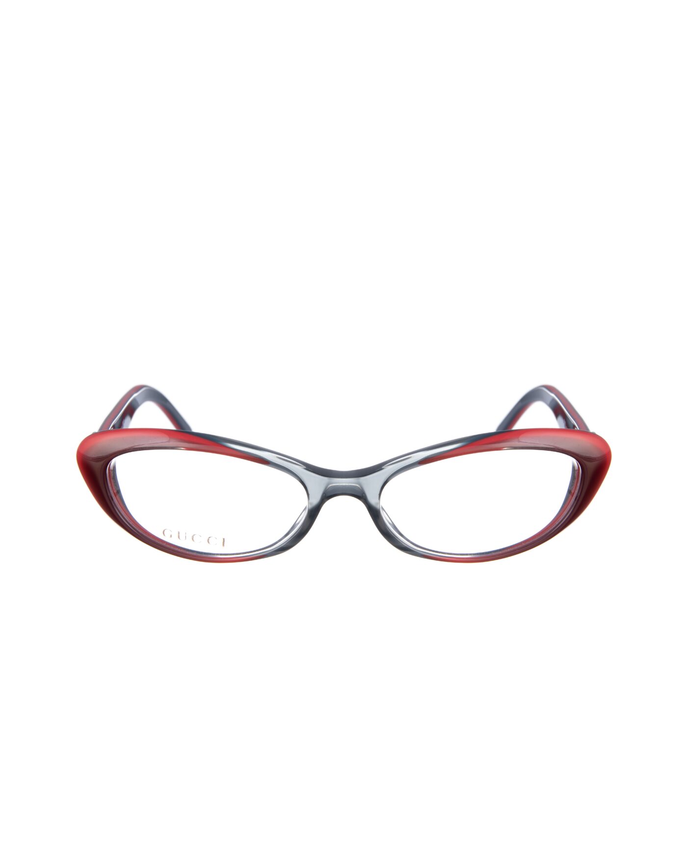 Gucci 00s Black & Red Cat Eye Glasses with Crystal Hearts - Image 1