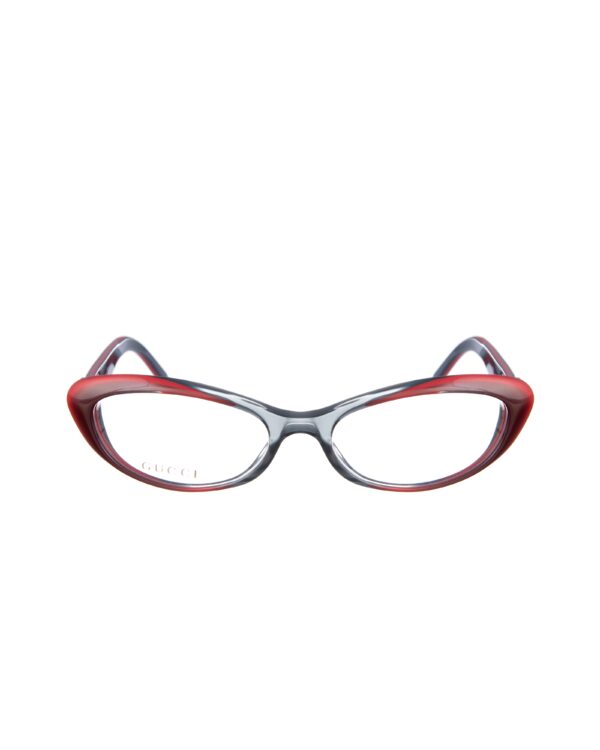 Gucci 00s Black & Red Cat Eye Glasses with Crystal Hearts