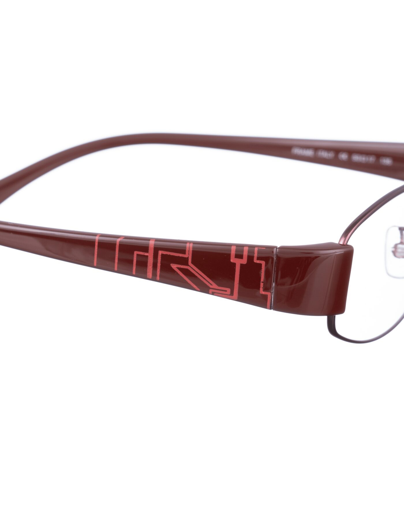 Calvin Klein 00s Burgundy Glasses with Geometric Print - Image 2