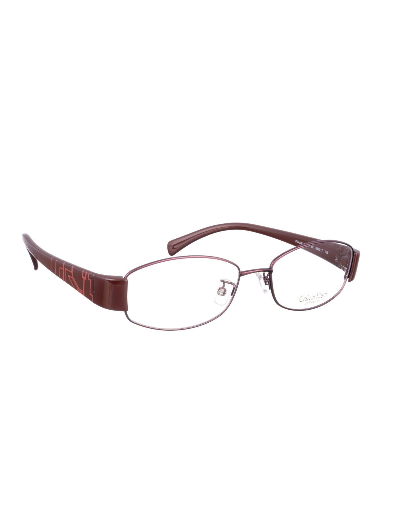 Calvin Klein 00s Burgundy Glasses with Geometric Print - Image 3