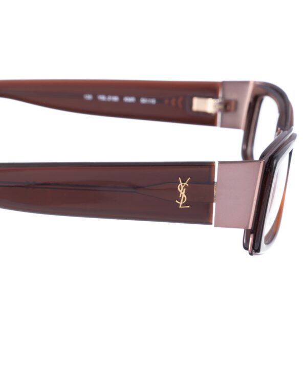 Yves Saint Laurent 00s Brown Glasses with Metallic Details - Image 3
