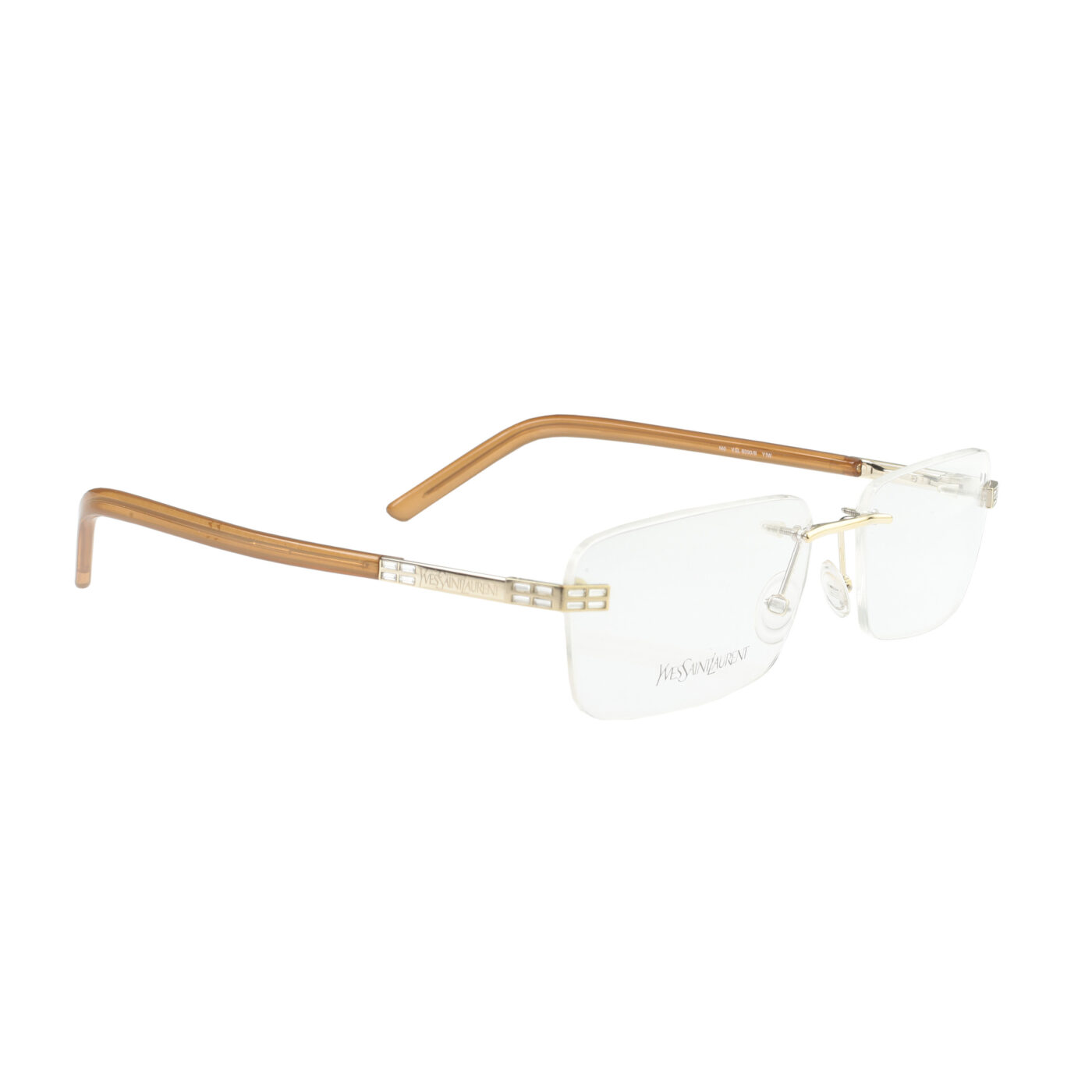Yves Saint Laurent '90s Gold, Brown & Crystals Rimless Glasses - Image 1