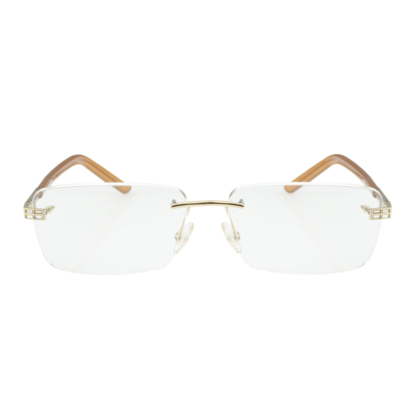 Yves Saint Laurent '90s Gold, Brown & Crystals Rimless Glasses - Image 2