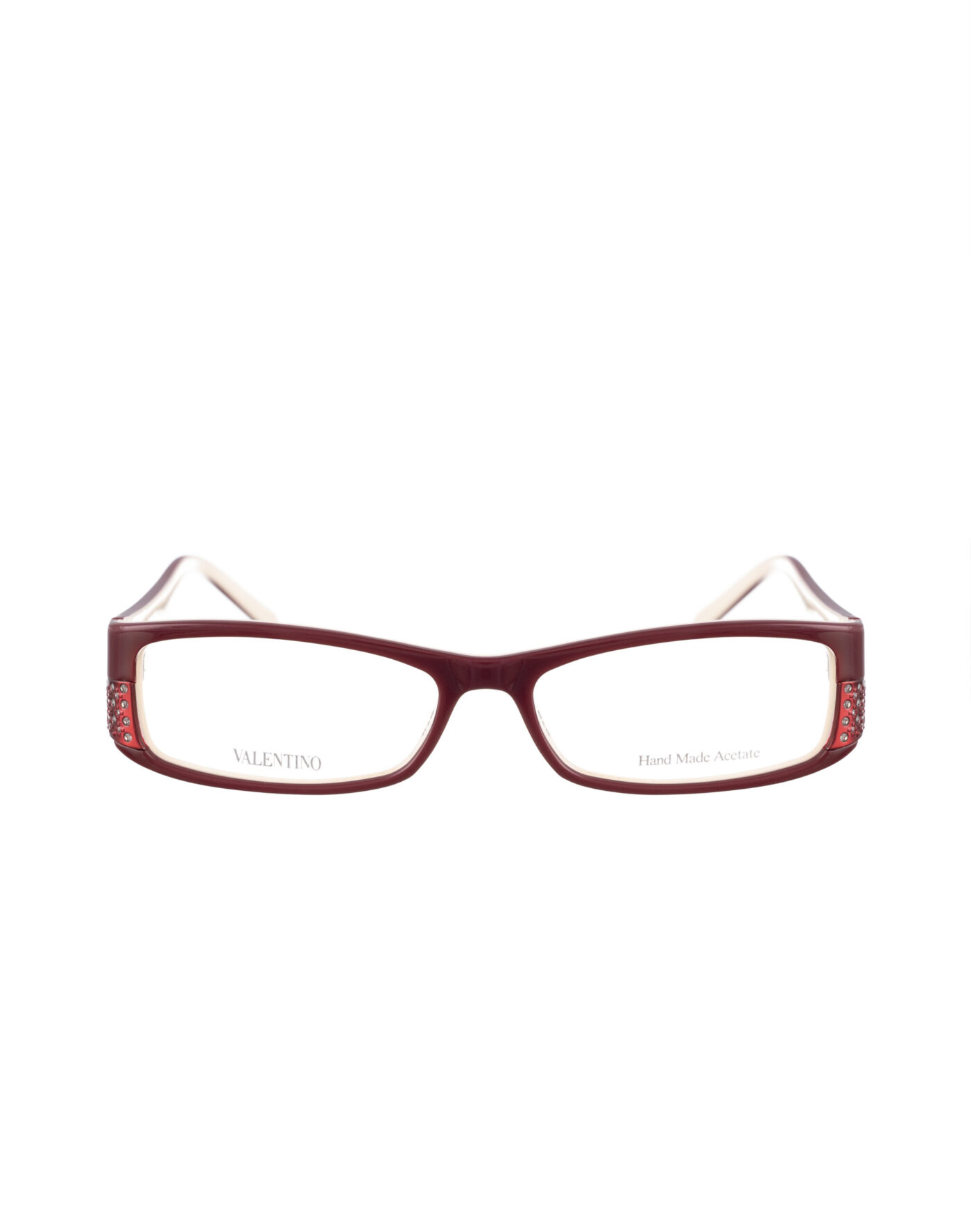 Valentino 00s Burgundy & White Glasses with Rhinestones - Image 2