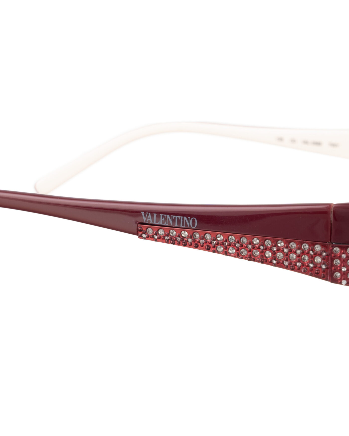 Valentino 00s Burgundy & White Glasses with Rhinestones - Image 3
