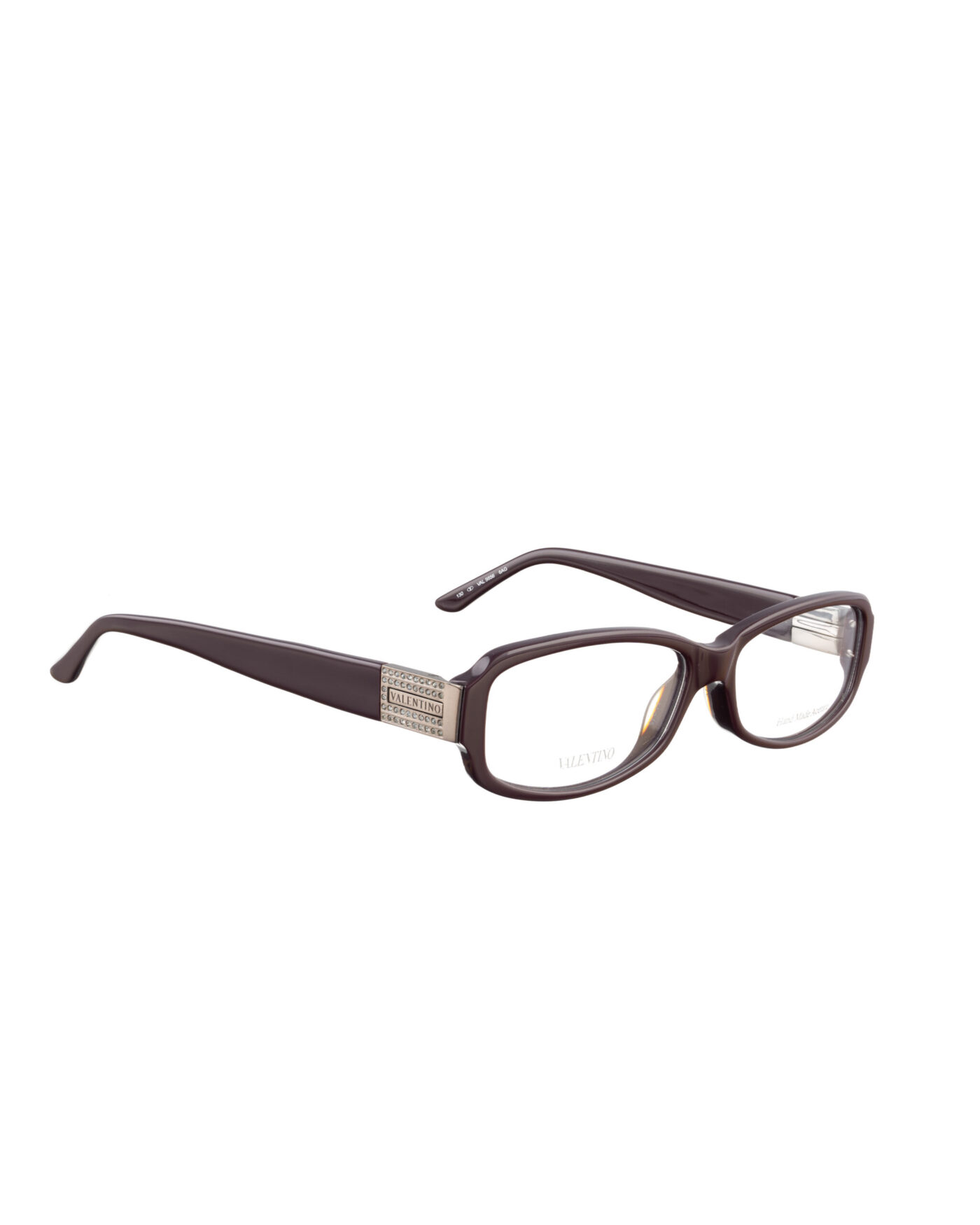 Valentino 00s Purple Brown Plastic Glasses with Rhinestones - Image 1