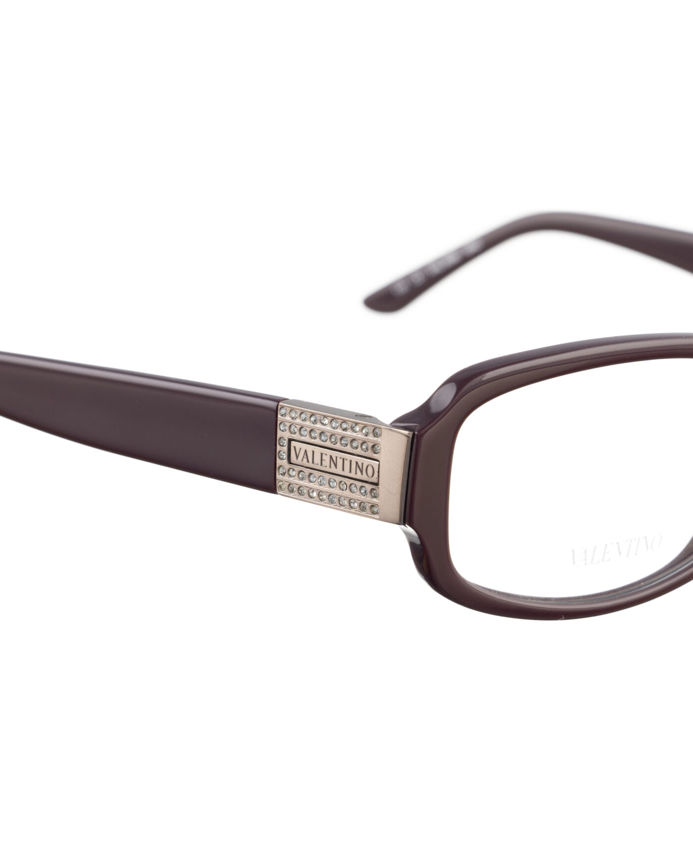 Valentino 00s Purple Brown Plastic Glasses with Rhinestones - Image 3