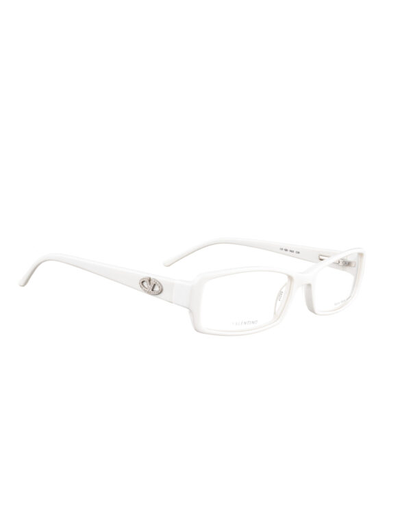 Valentino 00s White Glasses with White Rhinestones Logo