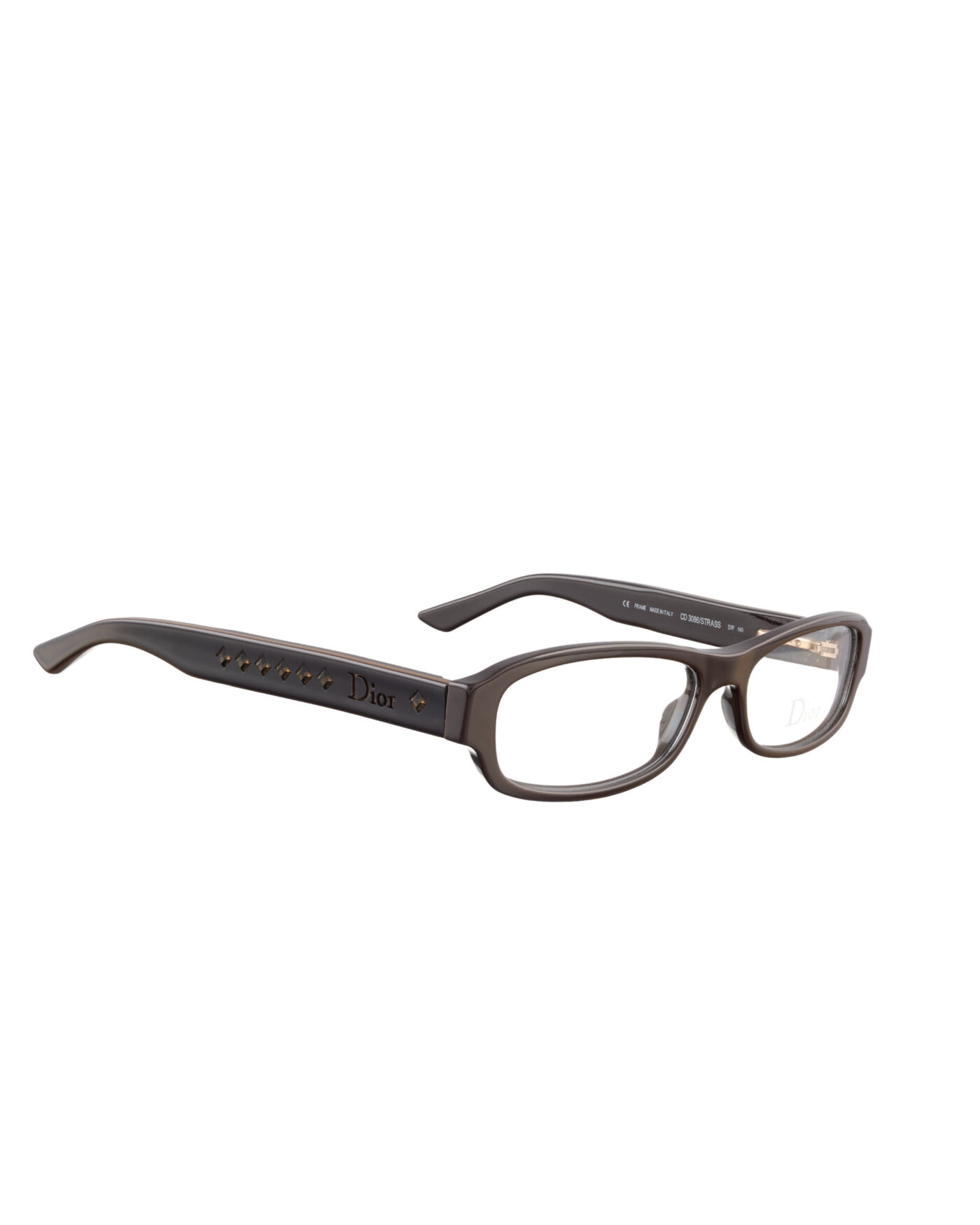 Dior 00s Chocolate Brown Glasses with Rhinestones - Image 1