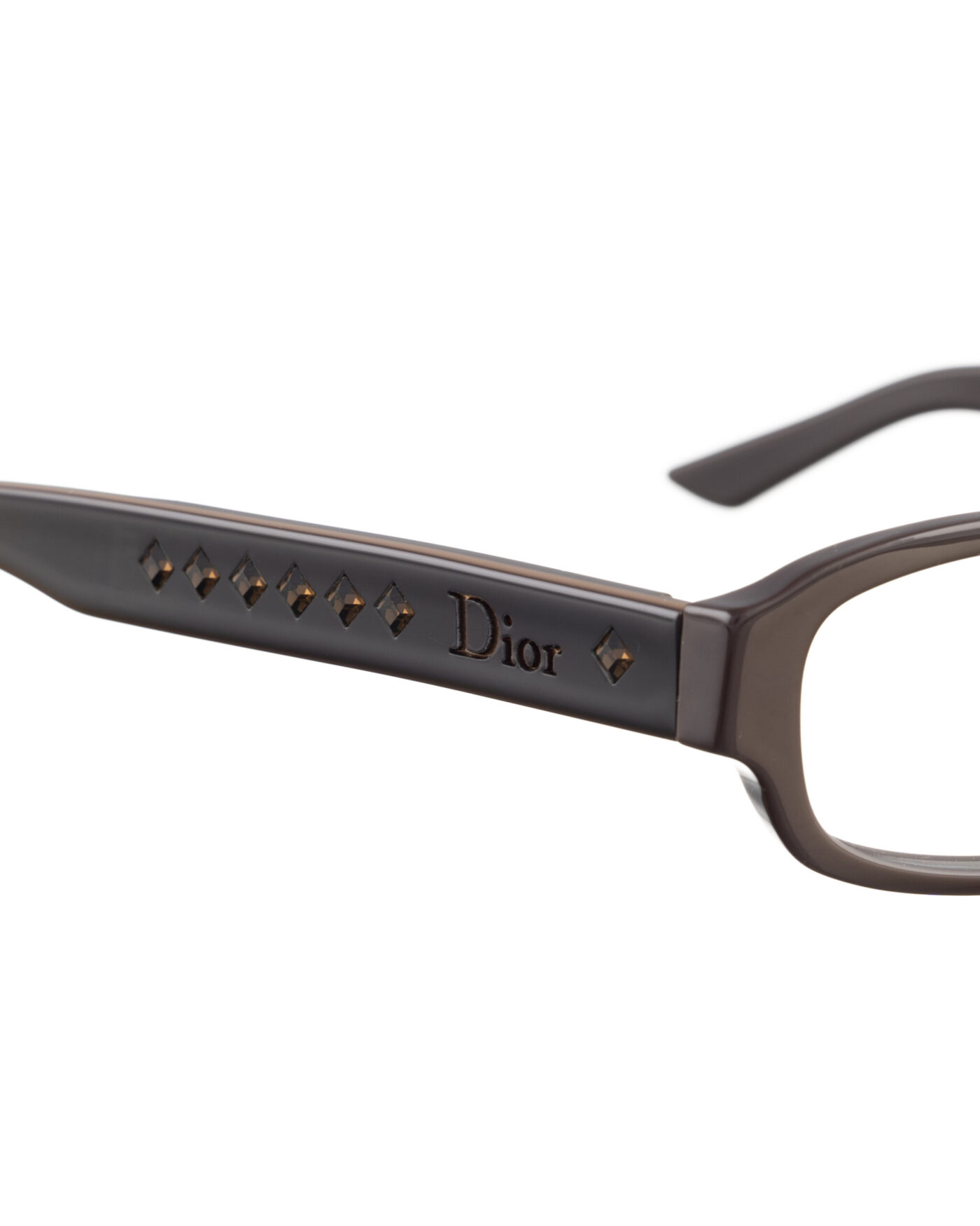 Dior 00s Chocolate Brown Glasses with Rhinestones - Image 3