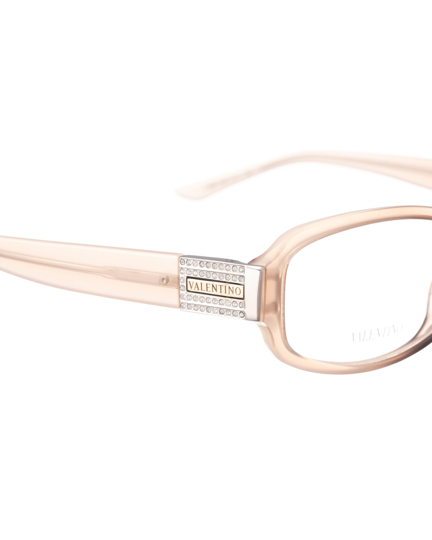 Valentino 00s Pink Beige Transparent Plastic Glasses with Gems - Image 3