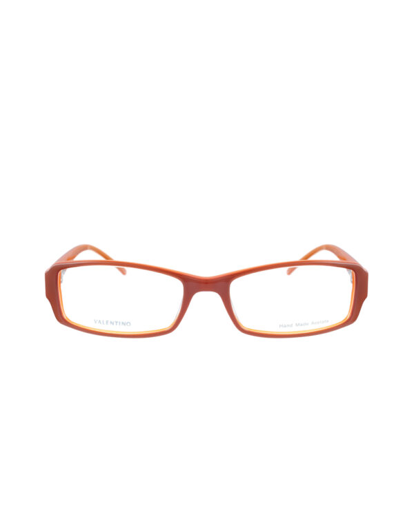Valentino 00s Brown and Orange Rectangular Plastic Glasses - Image 2