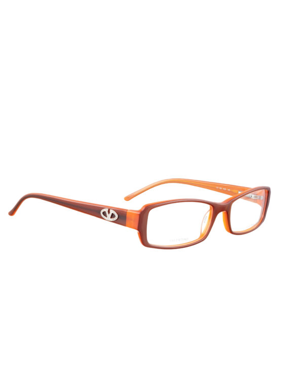 Valentino 00s Brown and Orange Rectangular Plastic Glasses