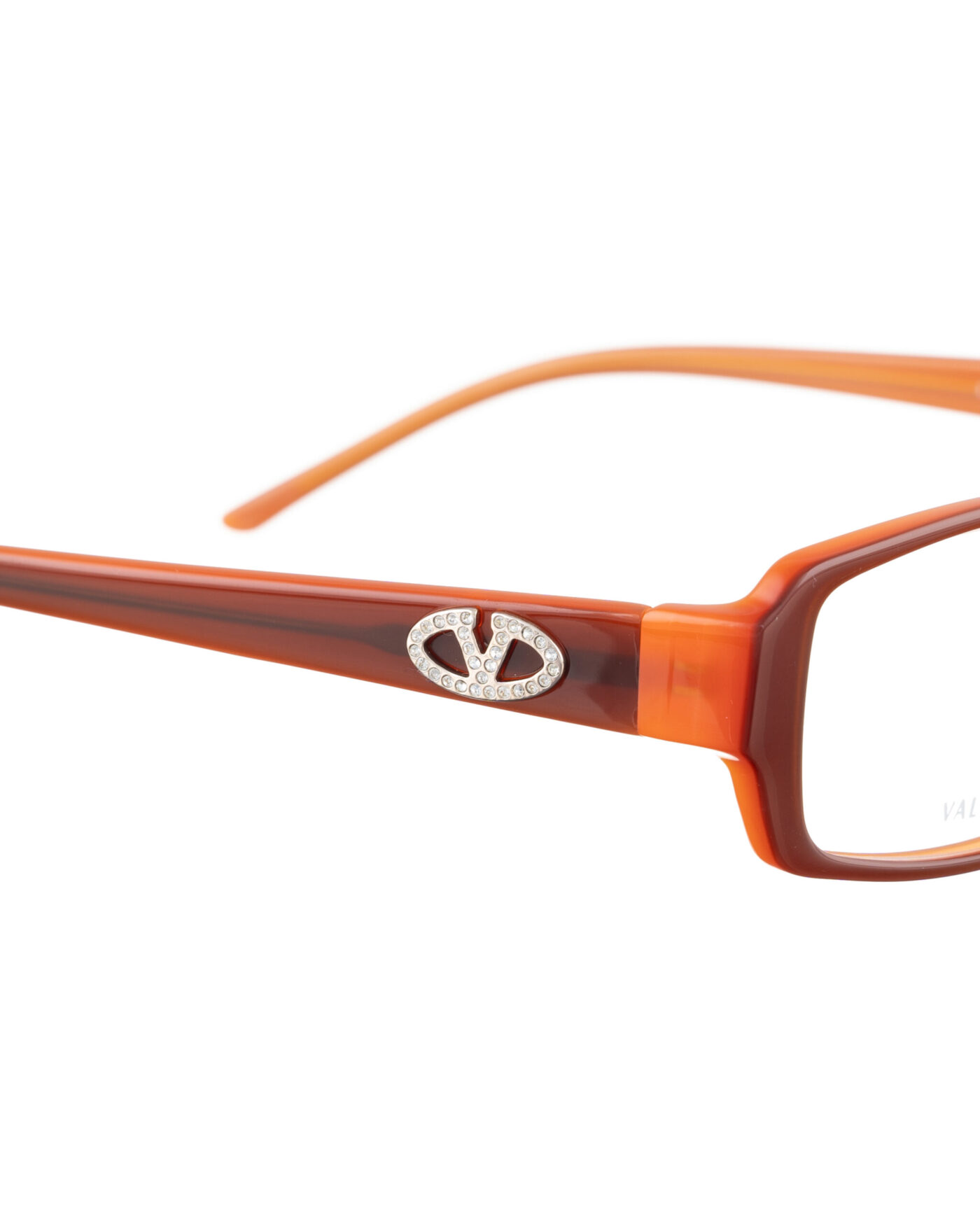 Valentino 00s Brown and Orange Rectangular Plastic Glasses - Image 3