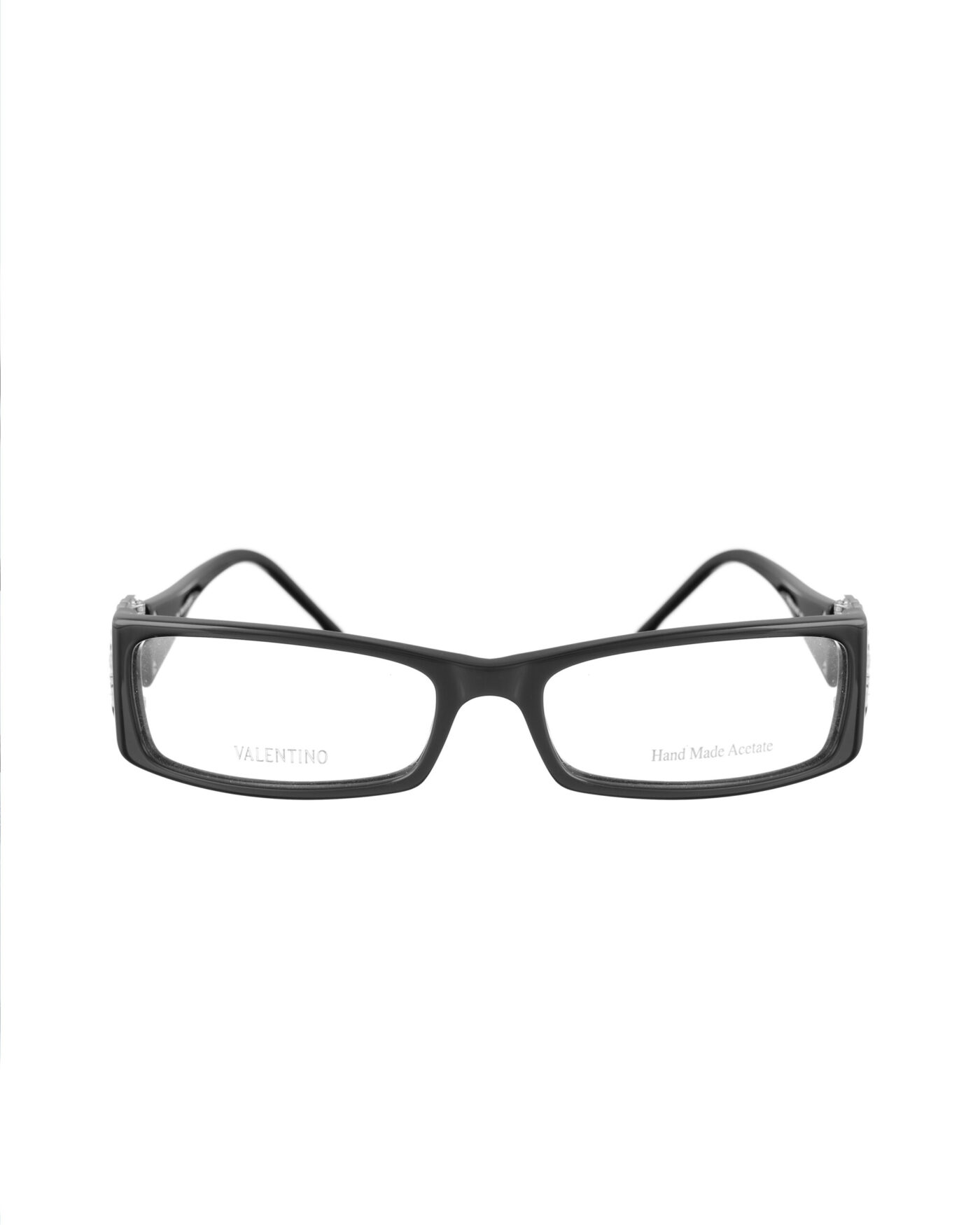 Valentino 00s Black Glasses with White Gems Roses - Image 2