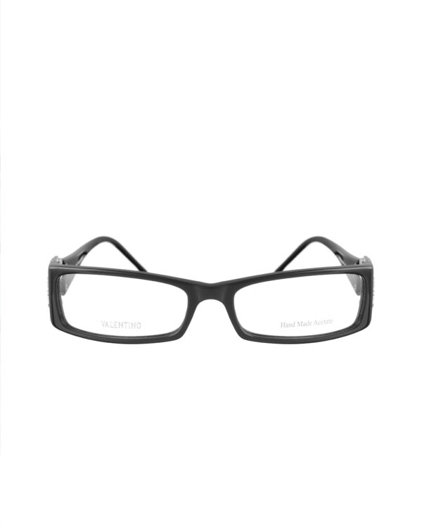 Valentino 00s Black Glasses with White Gems Roses - Image 2