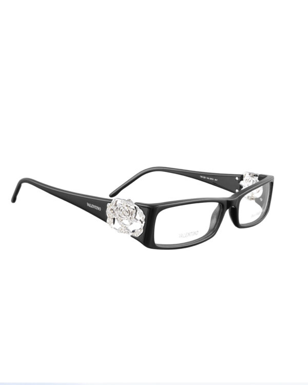 Valentino 00s Black Glasses with White Gems Roses