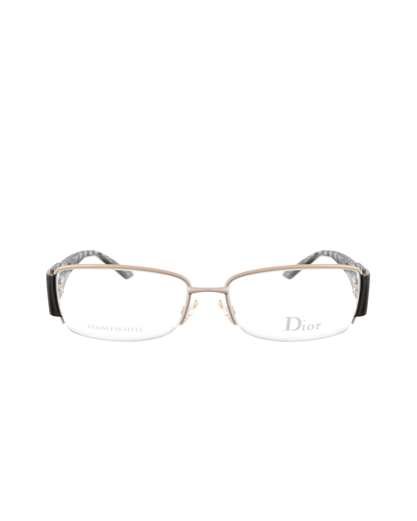 Dior 00s Half Rim Glasses with Flower Details on Temples - Image 2