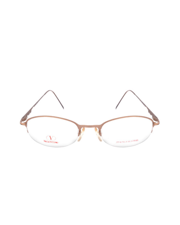 Valentino '90s Gold Round Half-Rim Glasses