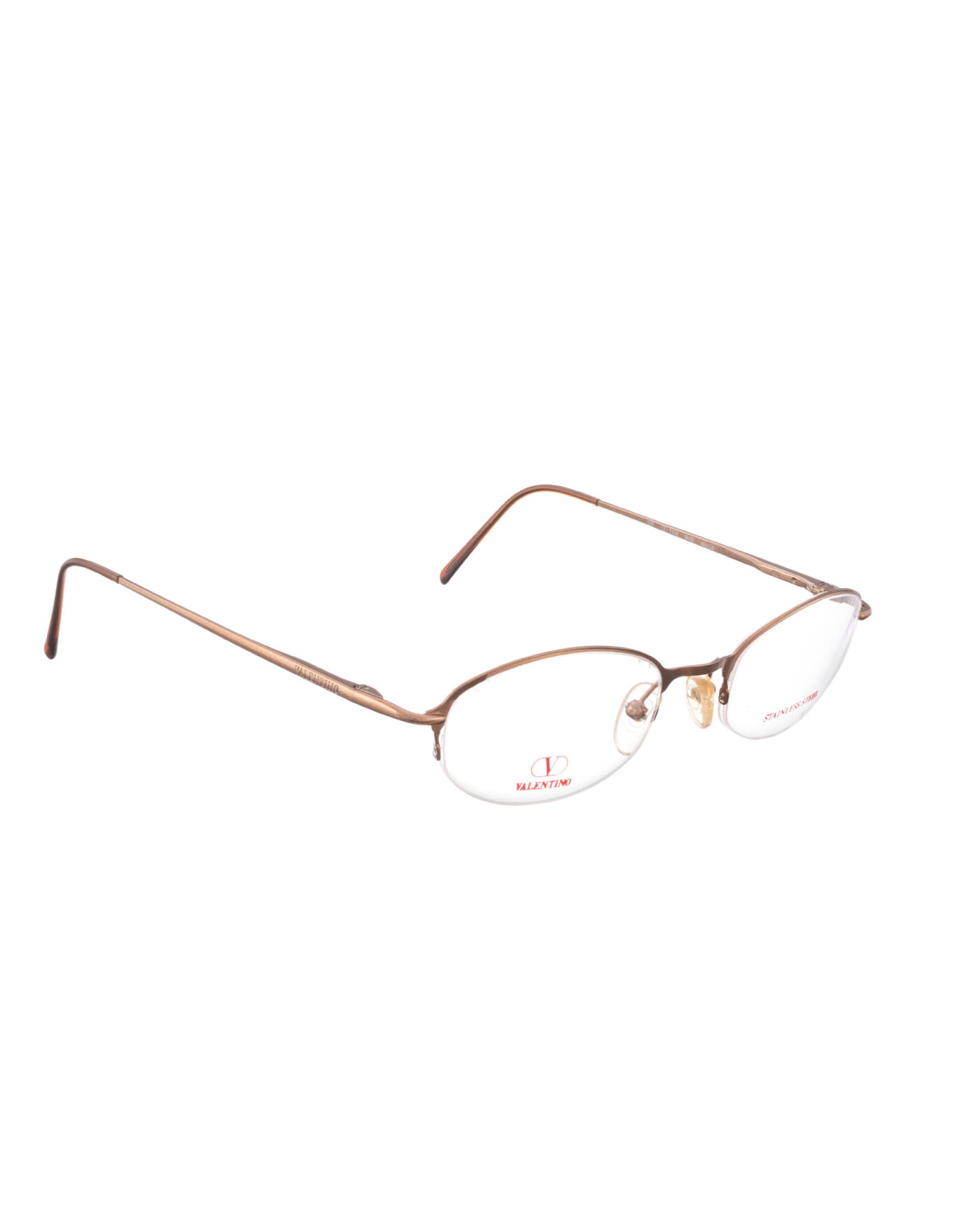 Valentino '90s Gold Round Half-Rim Glasses - Image 3