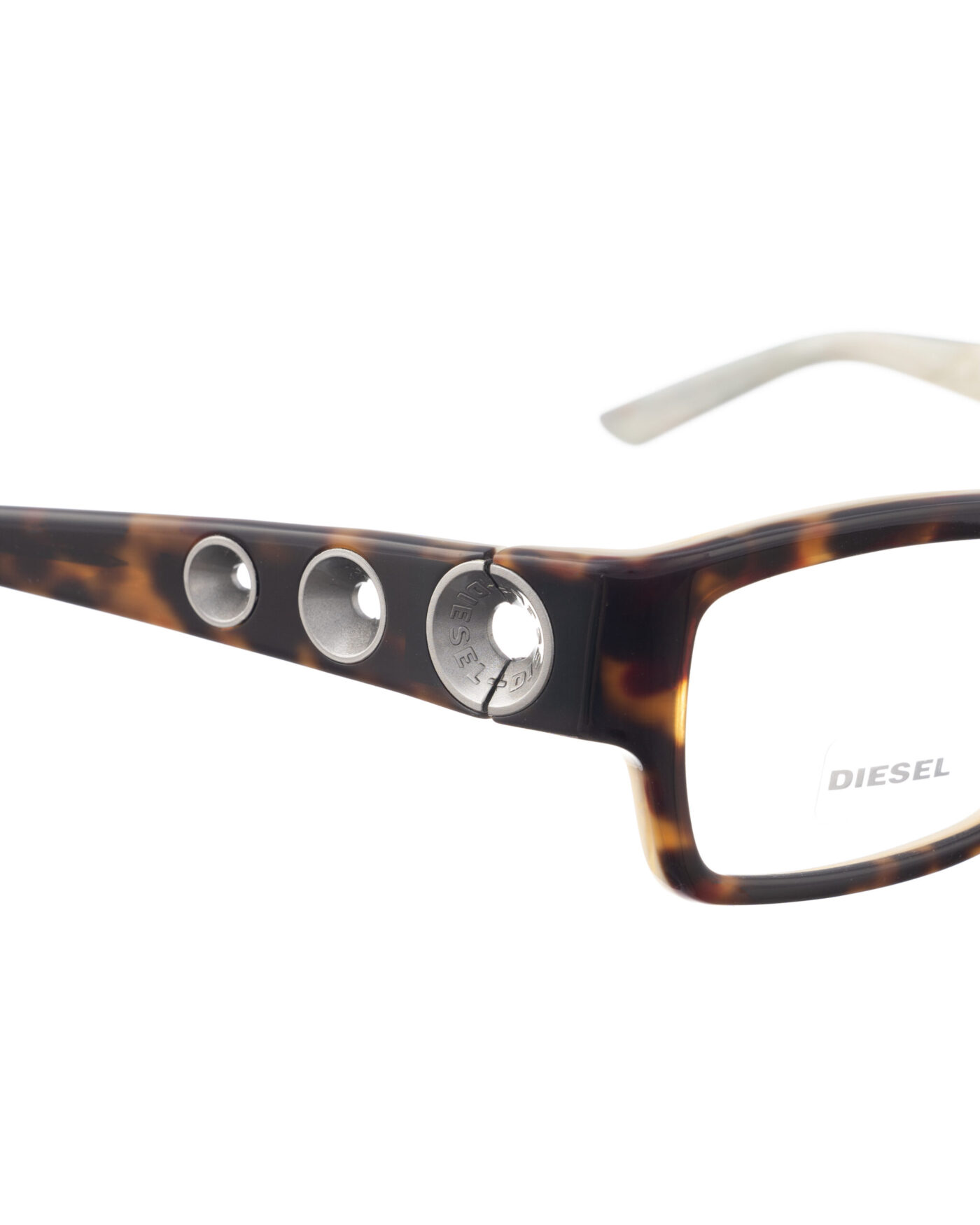 Diesel '00s Brown & Beige Perforated Rectangular Glasses - Image 3