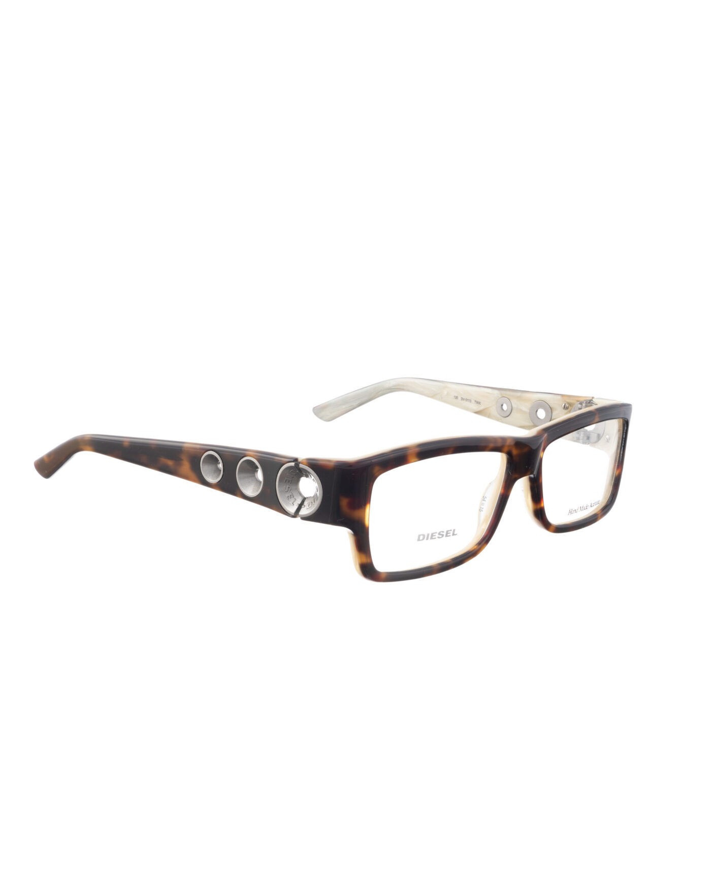 Diesel '00s Brown & Beige Perforated Rectangular Glasses - Image 1